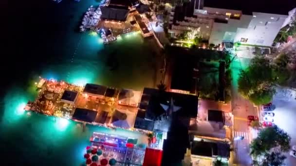Hiperlapso Del Paseo Marítimo Bocachica Por Noche República Dominicana Arriba — Vídeos de Stock