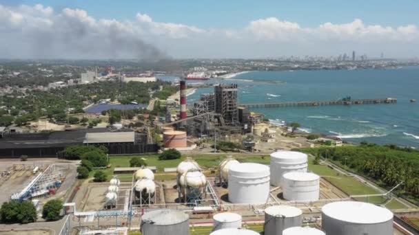 Dominikanska Petroleum Refinery Och Haina Hamn Bakgrunden San Cristobal Dominikanska — Stockvideo