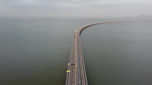 Penang Vista Aerea Secondo Ponte Giorno Nebbioso — Video Stock