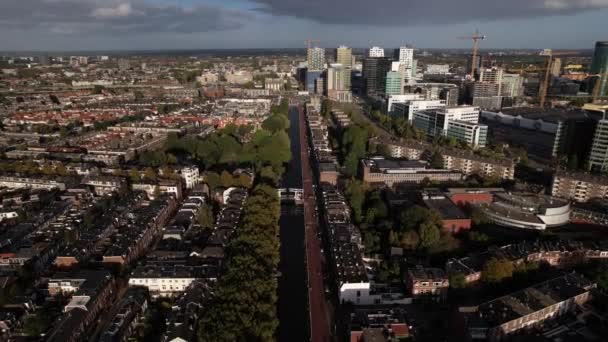 Canal Lombok Dichterswijk Neighbourhoods Utrecht Netherlands Old Fashioned Windmill Foreground — Stock Video