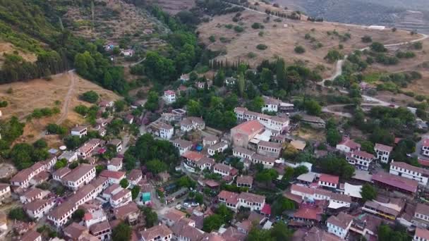 Casas Antigas Cima Montanhas Fotografia Drones Cinematográficos — Vídeo de Stock