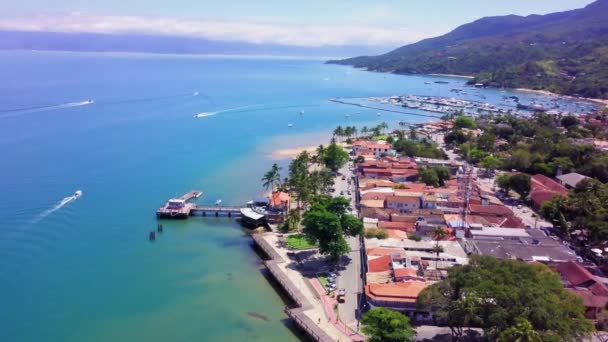 Vue Aérienne Centre Historique Ilhabela Situé Sur Côte Nord État — Video