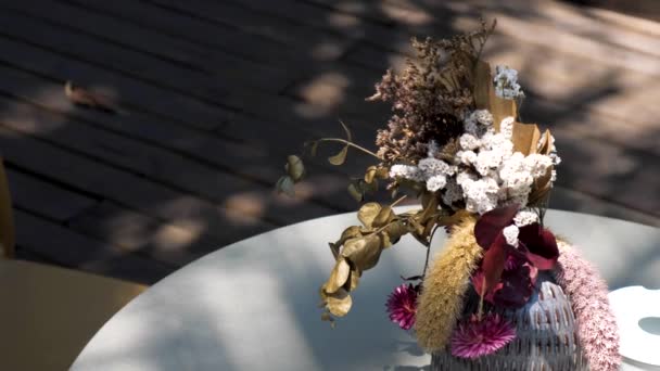 Esküvő Dekoráció Virág Váza Dekoratív Virág Váza Dekoráció Ötletek Dekoratív — Stock videók