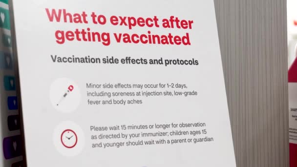 What Expect Getting Vaccinated Sign Side Effects Protocols Covid Influenza — Stock Video