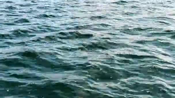 Blue Ocean Waves Seen Traveling Boat Κλείσιμο — Αρχείο Βίντεο