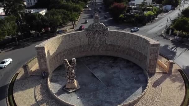 Aerial Shot Traffic Circle Roundabout City — Stock Video