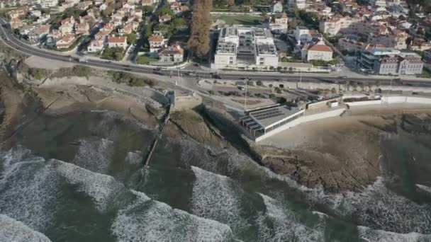 Zadní Pláž Nad Oceánem Cascais — Stock video