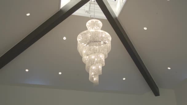 Lampadario Decorativo Spirale Con Pendenti Argento Dal Soffitto — Video Stock