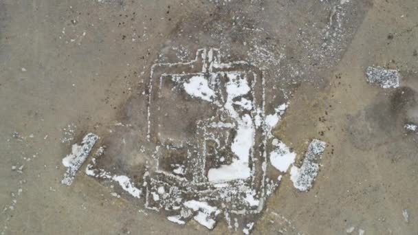 Aerial View Archaeological Site Early Human Stone House Remains Xinjiang — Stock Video