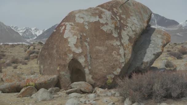 Ancient Rock Paintings Xinjiang — Stock Video