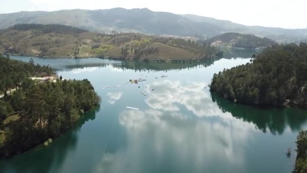 Vista Aérea Barragem Drone Matou Vieira Minho Dam Ilha Ermal — Vídeo de Stock