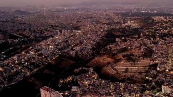 Aerial Hyperlapse Van Enramada Stad Mexico Nachts — Stockvideo