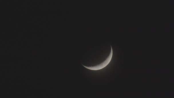 Luna Creciente Brillante Noche — Vídeo de stock