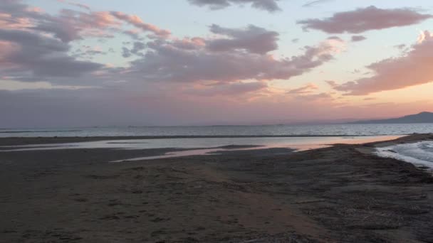 Piękny Spokojny Widok Ocean Delty Ebro Katalonii Hiszpania Panoramiczny Strzał — Wideo stockowe