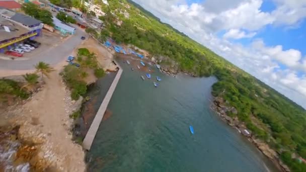 Aerial Drone Fpv Yuma River Boca Yuma Δομινικανή Δημοκρατία — Αρχείο Βίντεο