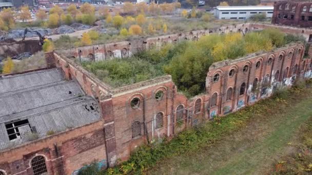 Nagy Északi Raktár Elhagyott Épületek Nottingham City Panning Lövés Drone — Stock videók