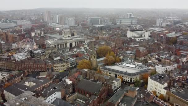 Nottingham City 2021 Rekaman Drone Udara Hidup Musim Gugur Warna — Stok Video