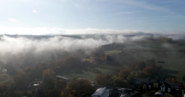 Sisli Bir Sonbahar Sabahında Kettig Muelheim Kaerlich Şehrinin Hava Manzarası — Stok video