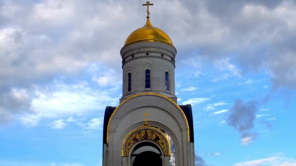 Gedetailleerde Afbeelding Statisch Vlak Van Een Russisch Orthodoxe Kerk Moskou — Stockvideo