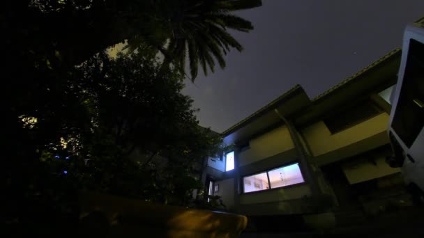 Прохід Від Дня Ночі Сільському Будинку Більбао Зірки Рухаються Щоб — стокове відео