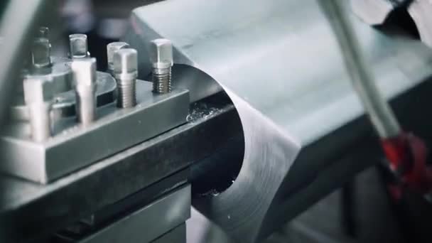 Precise Surface Finishing Turning Machine Slow Motion Close Shot — Stock Video