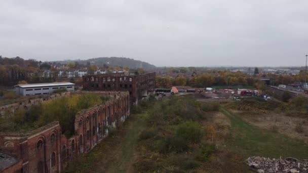Μεγάλη Βόρεια Αποθήκη Εγκαταλελειμμένα Κτίρια Nottingham City Drone Εναέρια Πλάνα — Αρχείο Βίντεο