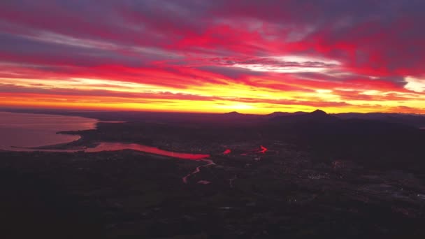 Pôr Sol Vermelho Laranja Sangue Nascer Sol Fora Oceano Atlântico — Vídeo de Stock