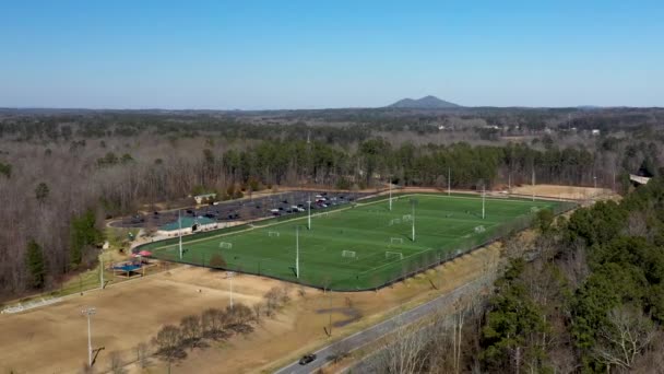 Veduta Aerea Campo Calcio Parco Nella Contea Cobb Georgia Autunno — Video Stock