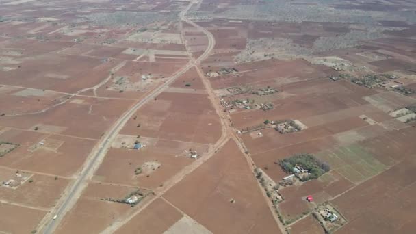 Panela Alto Ângulo Fazendas Casas Uma Bela Paisagem Queniana — Vídeo de Stock