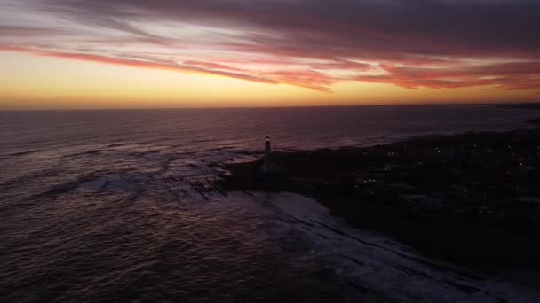 Niesamowity Zachód Słońca Nad Latarnią Morską Paloma Urugwaj — Wideo stockowe