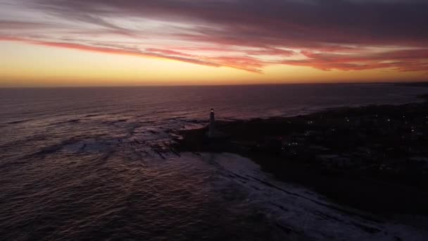 Incredibile Tramonto Sul Faro Paloma Uruguay — Video Stock