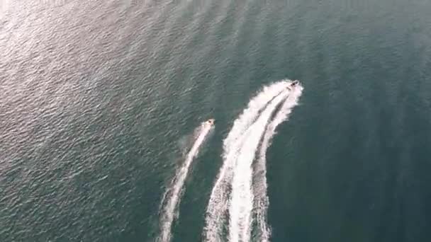 プンタ エステ ウルグアイの水上スキーのドローン映像 — ストック動画