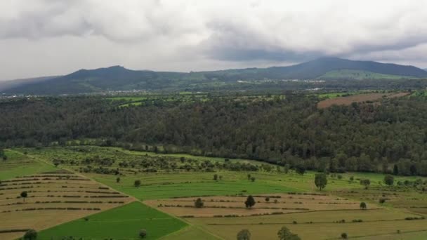 Hiper Lapso Aéreo Sobre Verdes Colinas México Día Nublado — Vídeo de stock