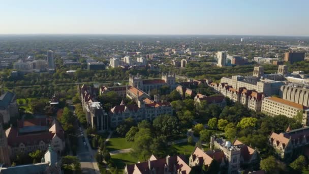 芝加哥大学洛克菲勒纪念堂鸟瞰 — 图库视频影像