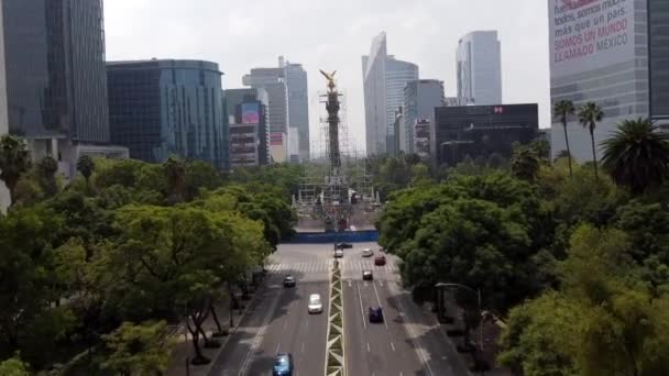メキシコシティにおける独立の天使の空中ビュー — ストック動画