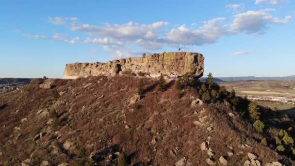 Imágenes Drone Del Hermoso Castle Rock Colorado Este Metraje Vuela — Vídeo de stock