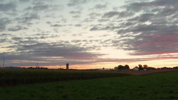 Dramático Amanecer Naturaleza Las Tierras Cultivo Tema Agricultura Hermoso Atardecer — Vídeo de stock