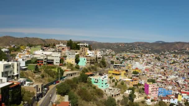 Vista Aérea Panorâmica Cidade Guanajuato Belo Dia — Vídeo de Stock