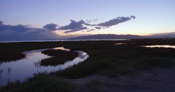 Scenic Sunset View Van Ebro Delta Wetlands Catalonië Spanje Wijd — Stockvideo