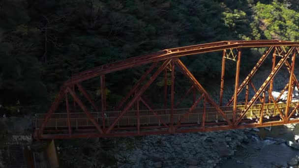 Starý Železný Most Takedau Opuštěná Turistická Stezka Fukuchiyama Hyogo — Stock video