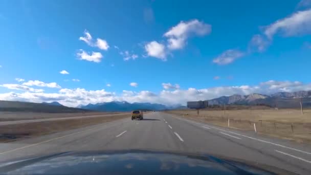 Zeitraffer Fahrt Von Calgary Nach Banff Alberta Kanada Rocky Mountains — Stockvideo