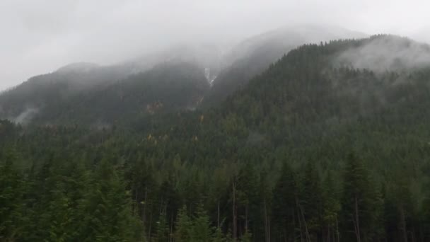 スローモーションロッキー山脈の霧の山のドリー ブリティッシュコロンビア — ストック動画