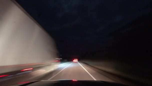 Temps Hyper Lapse Nuit Avant Voiture Pov Petite Autoroute Sinueuse — Video