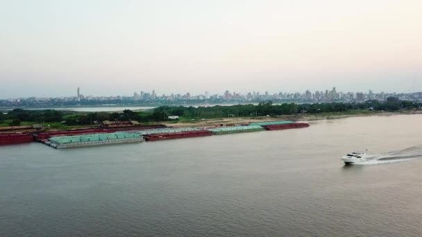 Uno Yacht Che Naviga Sul Fiume Paraguay Porto Asuncion Paraguay — Video Stock