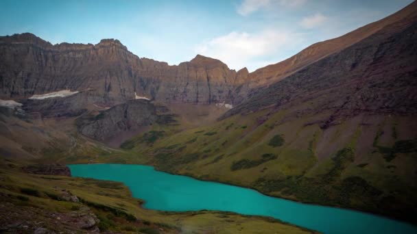 Czas Ucieka Jezioro Turkusowe Szczyty Parku Narodowego Glacier Montana Usa — Wideo stockowe