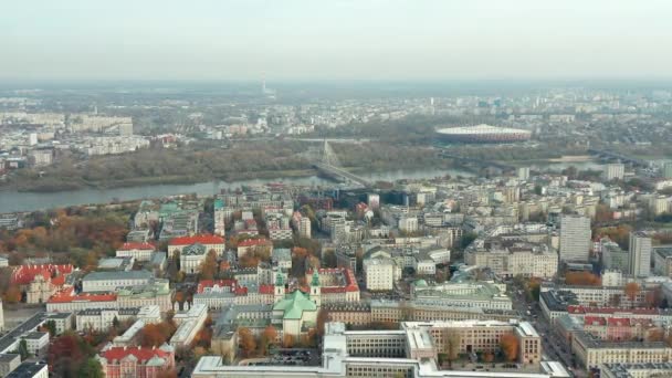 Powile Sąsiedztwo Stadion Narodowy Widok Dachy Miejskie Warszawa Polska — Wideo stockowe