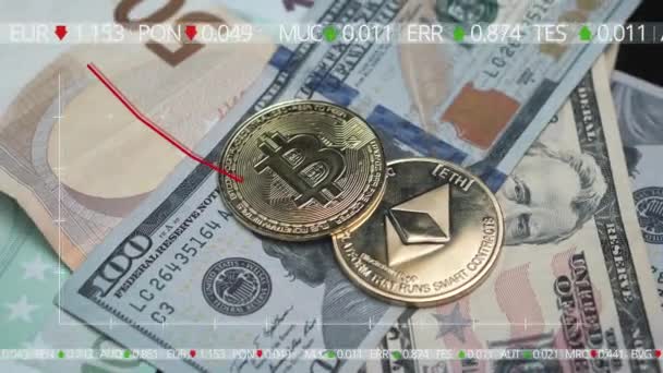 Crypto Monnaie Baisse Valeur Index Graphique Animation Graphiques Mouvement Sur — Video