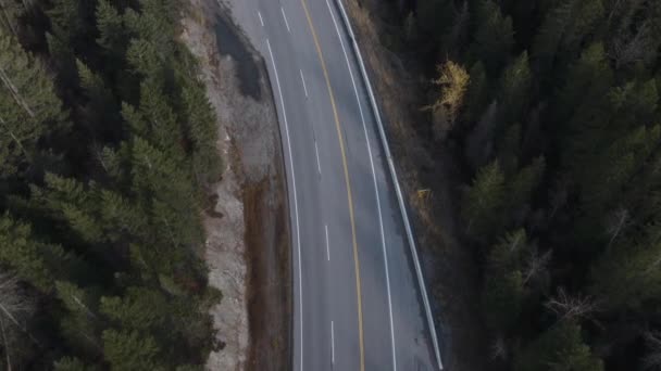 Luchtfoto Van Kronkelende Bergpas Hwy British Columbia — Stockvideo