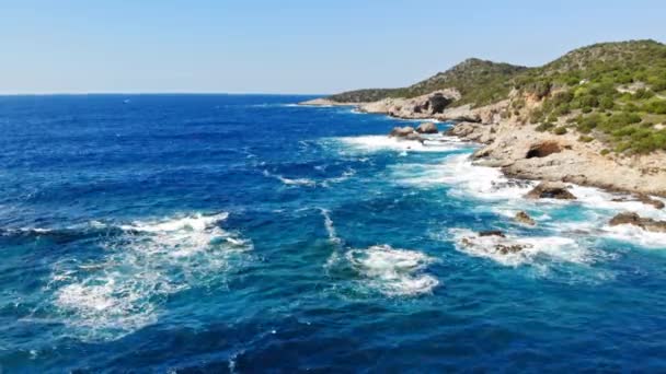 希腊埃里索斯耶路撒冷海滩景海景 夏季无人驾驶飞机射击 — 图库视频影像