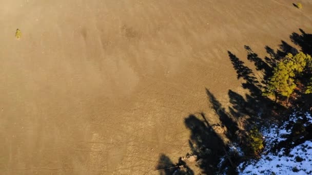 Luchtfoto Stijgend Uitzicht Steile Droge Zanderige Vulkanische Sintelkegel Lava Berg — Stockvideo